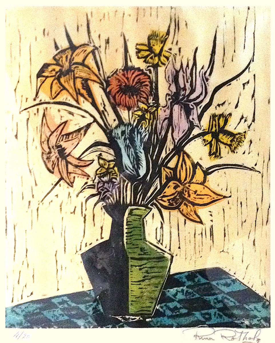 flowers woodcut